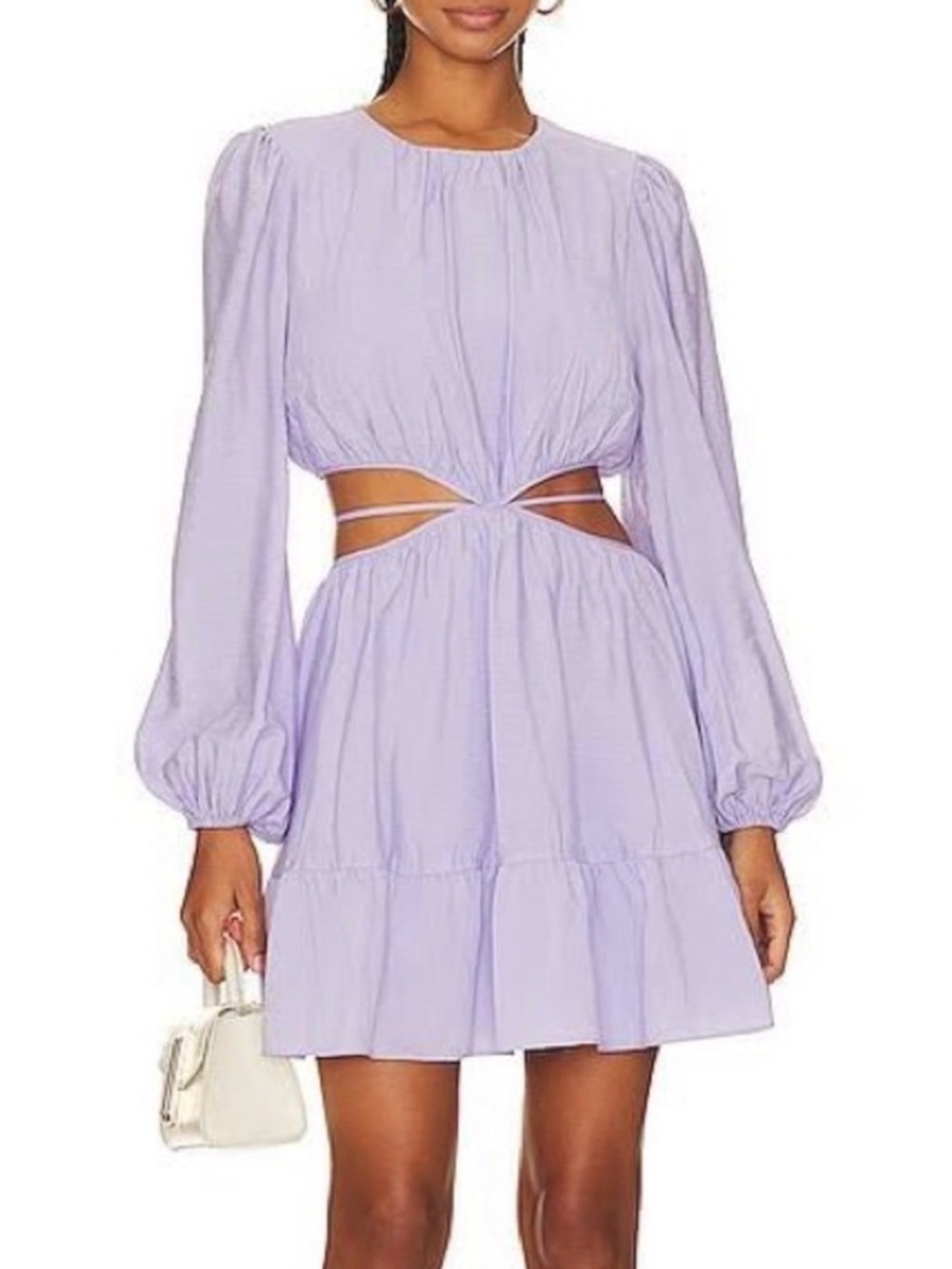 NWOT Jonathan Simkhai Lilac Long-Sleeve Cutout Mini Dress